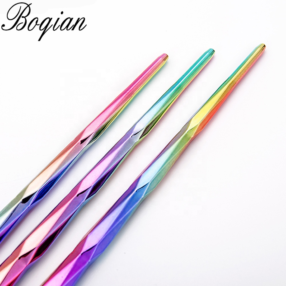 bqan Rainbow Diamond Handle French Stripes Liner brush Painting Flower Drawing Nail Art brush