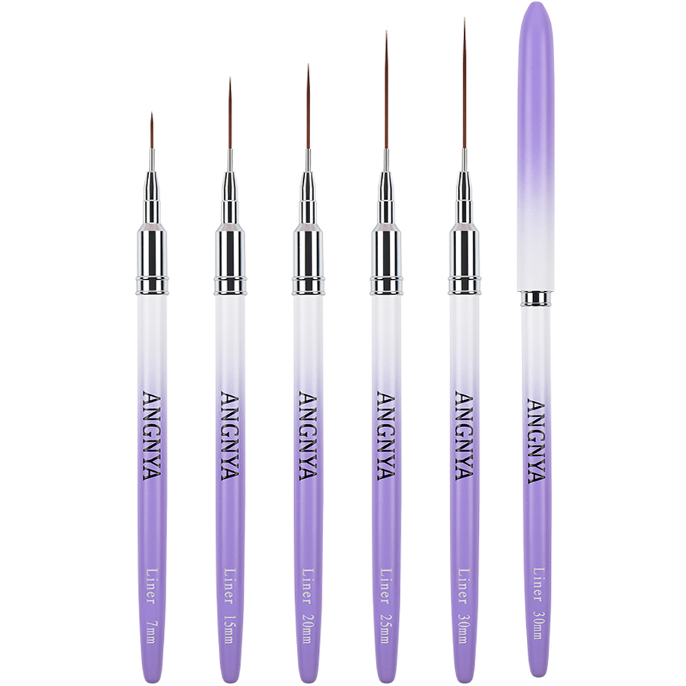 Factory Direct Sale Purple Gradient Metal Nylon French Painting Pen Detail Fine Nail Art Liner Brush