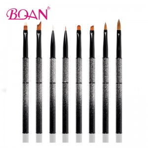 OEM/ODM China Synthetic Acrylic Nail Brush -  Gradient Black White Metal Handle kolinksy hair Nail Brush Set  – Bo Qian