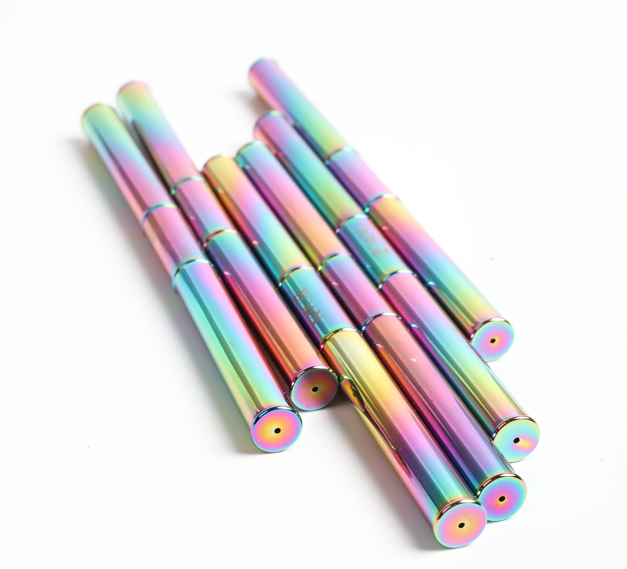 Private custom Colorful metal handle double-side Liner brush for nails