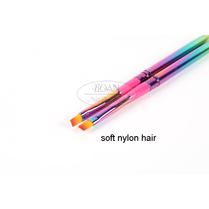 colorful Aurora Metal Handle Nylon Hair UV Gel  Nail Art Brush
