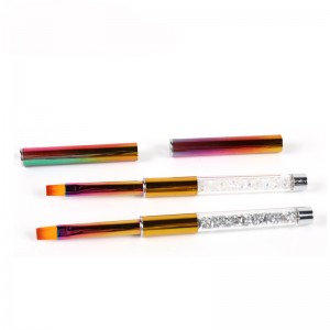 Types Of Nail Brushes - Custom LOGO colorful AB Rhinestone Holo Handle UV Gel Nail Brush – Bo Qian