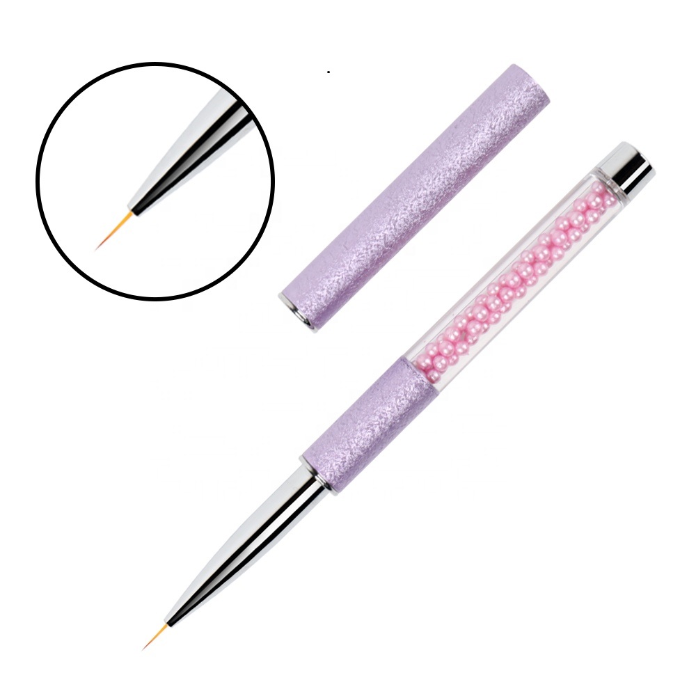 Professional Soft Nylon Hair Purple pearl Metal  Handle Nail Art liner Brush