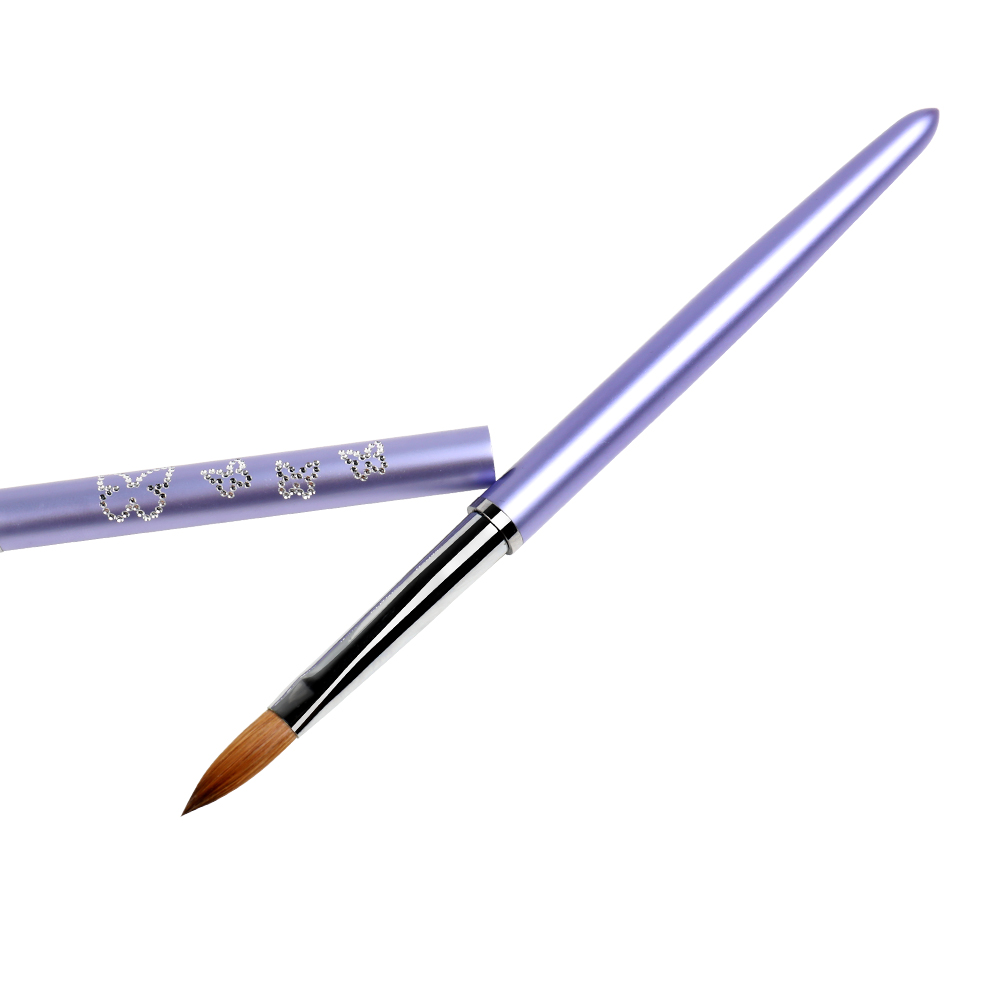Professional Soft Nylon Hair Purple pearl Metal  Handle Nail Art liner Brush