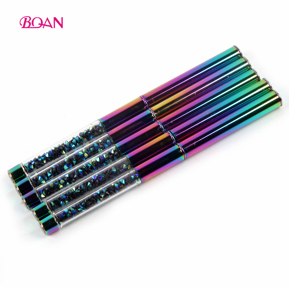 BQAN Hot Selling Gradient Rainbow Metal Handle Nail Silicone Brush