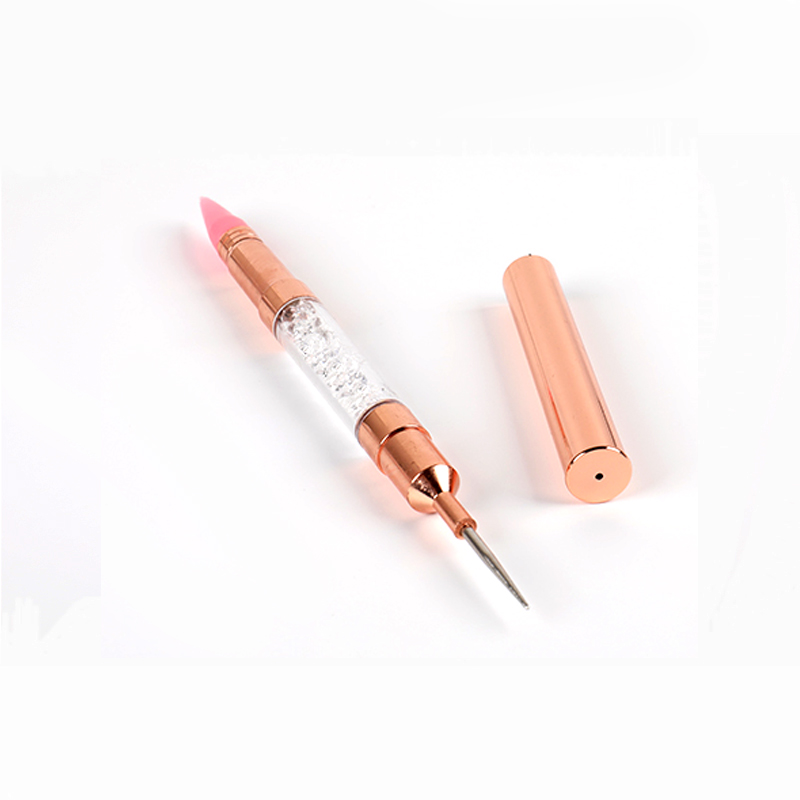 Rose Gold White Diamond Rhinestone Picker Wax Nail Dot Art Dotting Pen