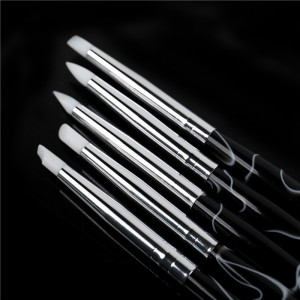 Discountable price Acrylic Nail Brush Set -  black marbling pattern acrylic handle Soft Silicone Nail Brush Set – Bo Qian