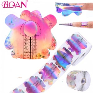 Factory Price For Stiletto Nail Form - 500 pcs xl extra long custom label pink butterfli Aluminium dual nail extension form clear tip – Bo Qian