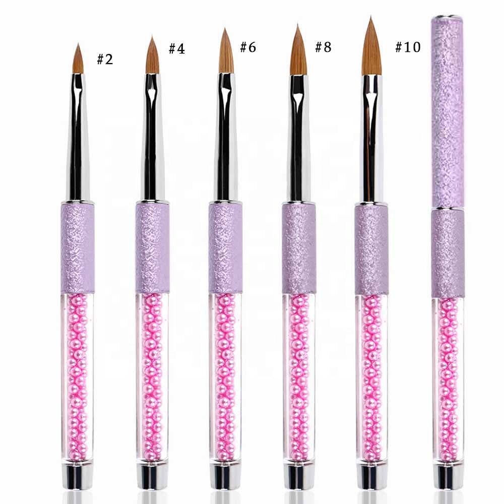 Acrylic Brush Set For Nails - purple pearl handle nail art brush pure french 3d acrylic kolinsky nail brush – Bo Qian