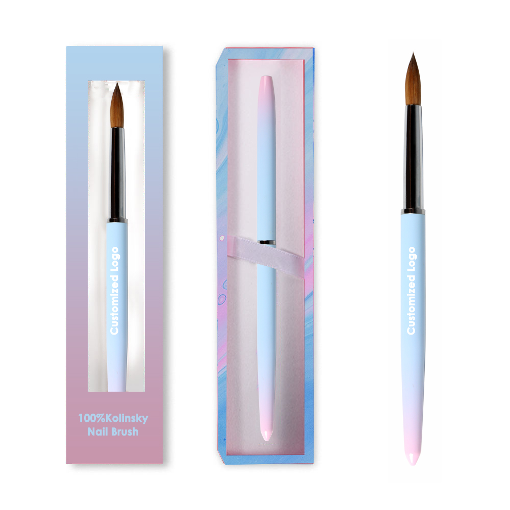 Exquisite packaging Design Powder blue gradient color Nail Tools Round Painting Acrylic Brush
