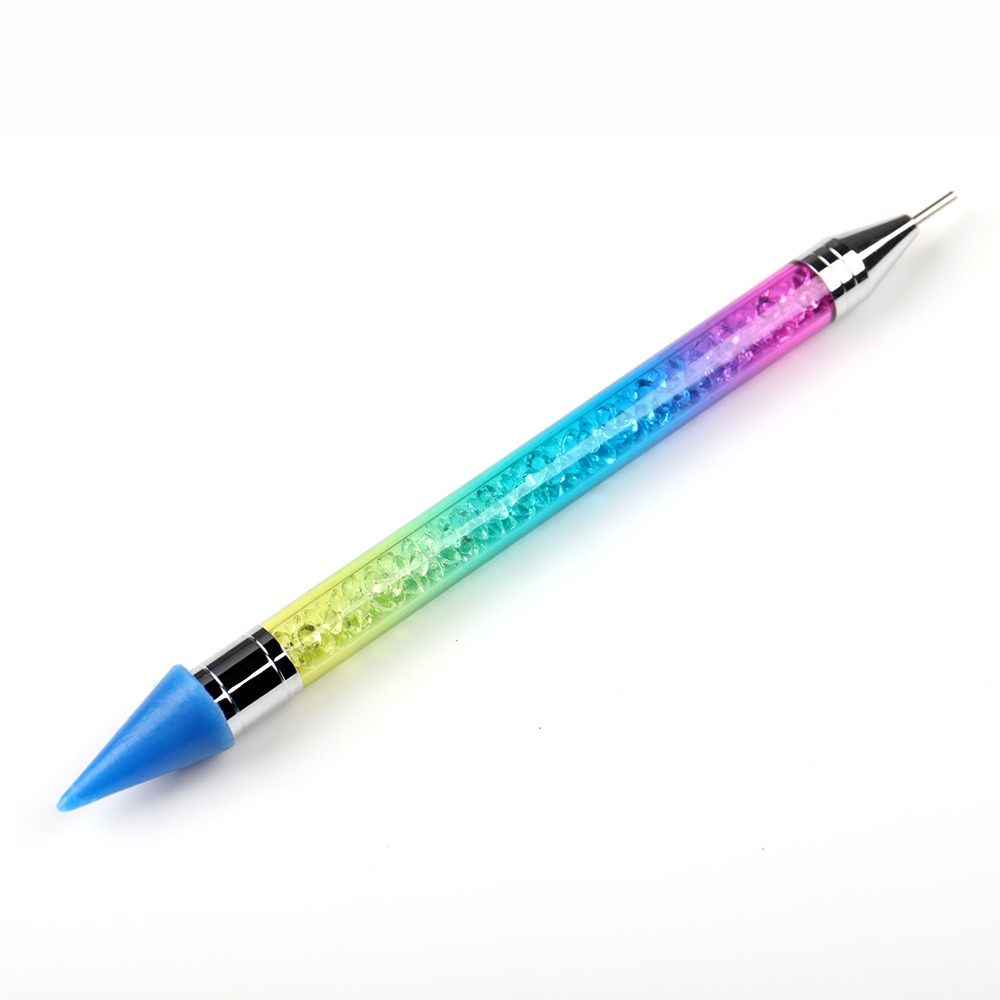 BQAN  Hot Selling Double-Head Wax Pen Colorful Crystal  Handle Nail Art Dotting Tool
