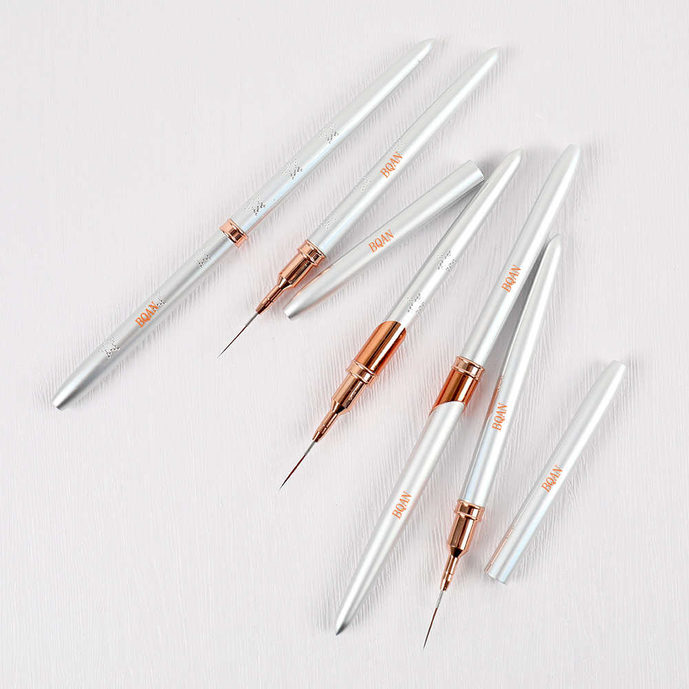 Professional Design Gel Brush Nail - Kolinsky And Nylon line Brushes Silver Engraved Stars Metal Nails Art Liner Brush Lip – Bo Qian