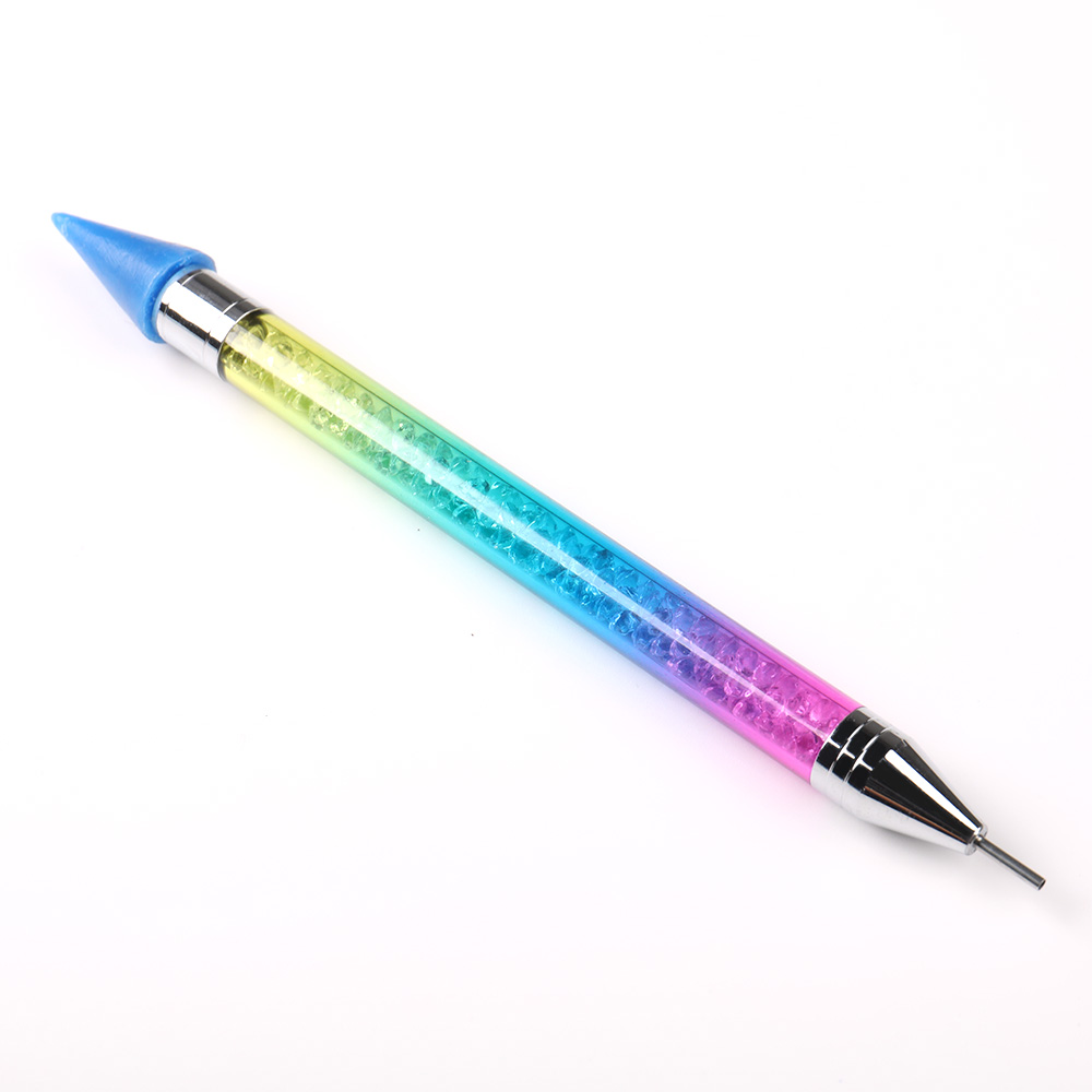 BQAN  Hot Selling Double-Head Wax Pen Colorful Crystal  Handle Nail Art Dotting Tool