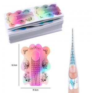 OEM/ODM Manufacturer Aluminium Nail Form - BQAN 100/300 Rolls Pink Holographic Nails Art Guide Forms Extension Tools Acrylic Curve French Paper Nail Forms – Bo Qian