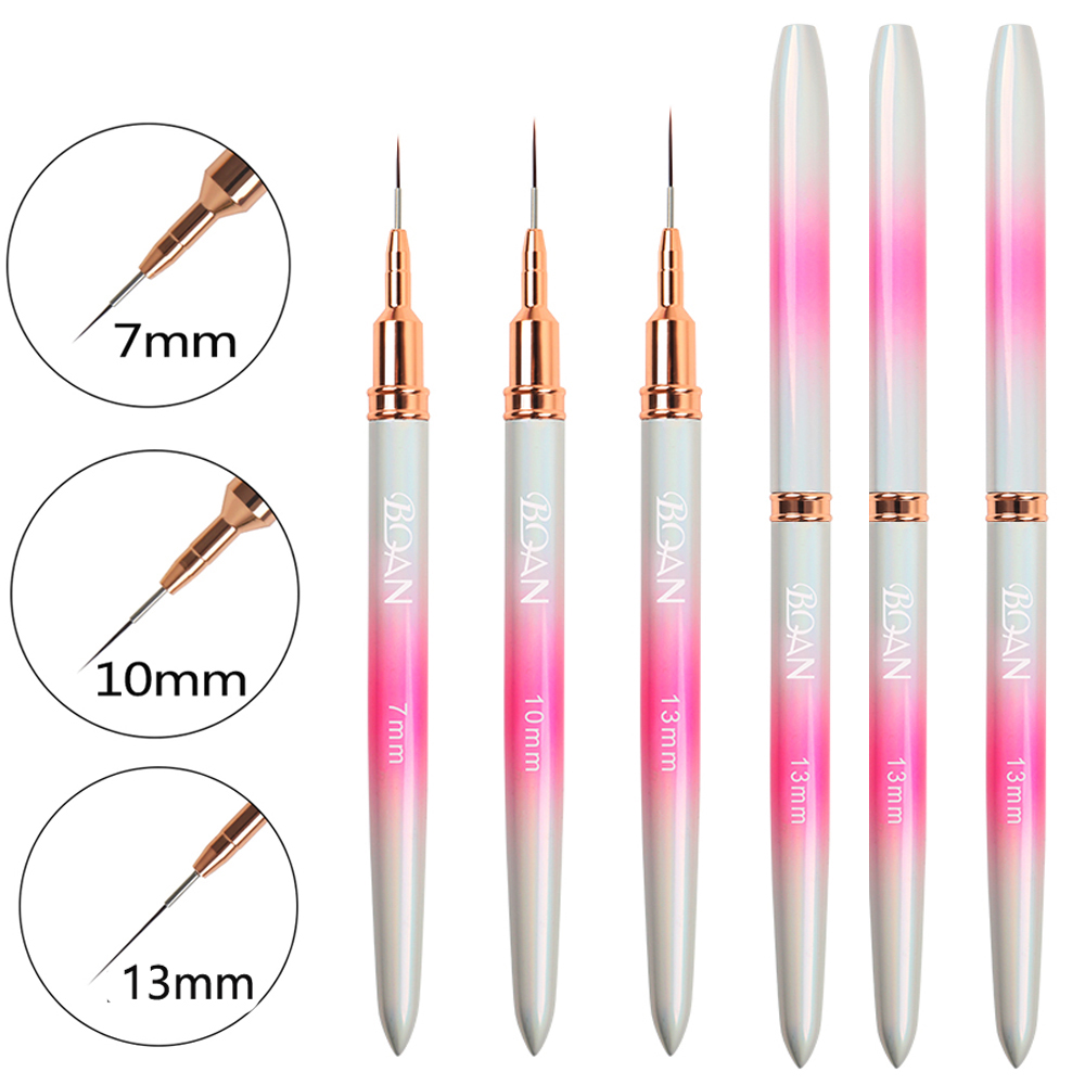 Professional Detail Stripe 3D Painting Pen Manicure Tool French Nylon Hair Pink Nail Art Liner Brush