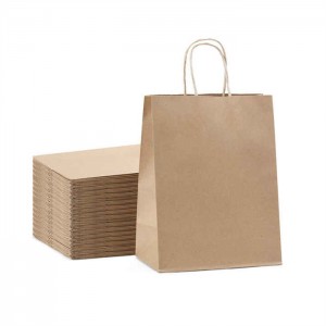 Logo Printing Recycled Brown White Kraft Paper Shopping Gift Bag with Twist Handle