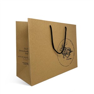 Custom Design Your Own Logo Flat Handle Restaurant Delivery Take out Packaging Carry Brown Kraft Paper Bag