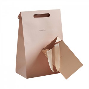 Custom Logo Printed Brown White Gift Kraft Shopping Paper Bag with Handle