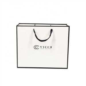 Luxury White Kraft Gift Craft Shopping Paper Bag with Handles