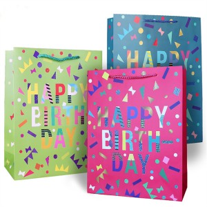 High Quality Colorful Printing Happy Birthday Gift Packaging Paper Bag For Favorite Party