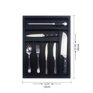 Bridge Style BambooCustom Flatware Drawer Organizer Expandable Silverware Drawer Organizer Kitchen Utensil Holder and Cutlery Tray 7-9 Slot with Black Painting