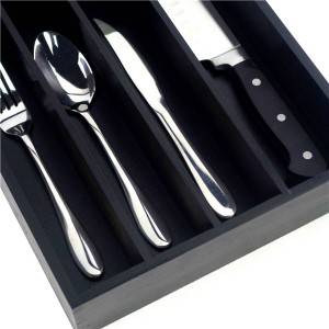 Bridge Style Bamboo Kitchen Accessories Cutlery storage Kitchen Drawer Organizers for Utensils – 5 Slot Black Color