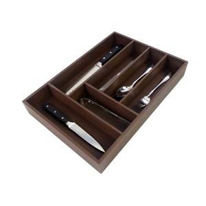Wholesale Utensil Drawer Organizer, Cutlery Tray Desk Drawer Organizer Silverware Holder Kitchen Knives Tray Drawer Organizer, 100% Pure Bamboo Cutlery brown Color 6 slot