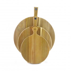 Wholesale Round Acacia Wood Cutting Board/Pizza Peel/Serving Tray Paddle Serving Boards with Handle for Pizzas Bread Baking, Fruits, Vegetables, Cheese