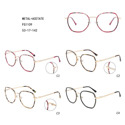 Factory wholesale Magnetic Glasses Frame - Colorful Fashion Design Lunettes Oversize Metal Acetate W3551109 – Mayya