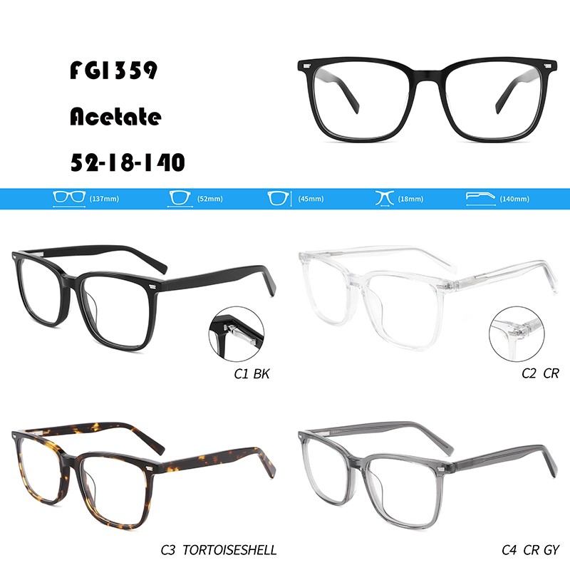 Men Square Acetate Eyeglasses W3551359