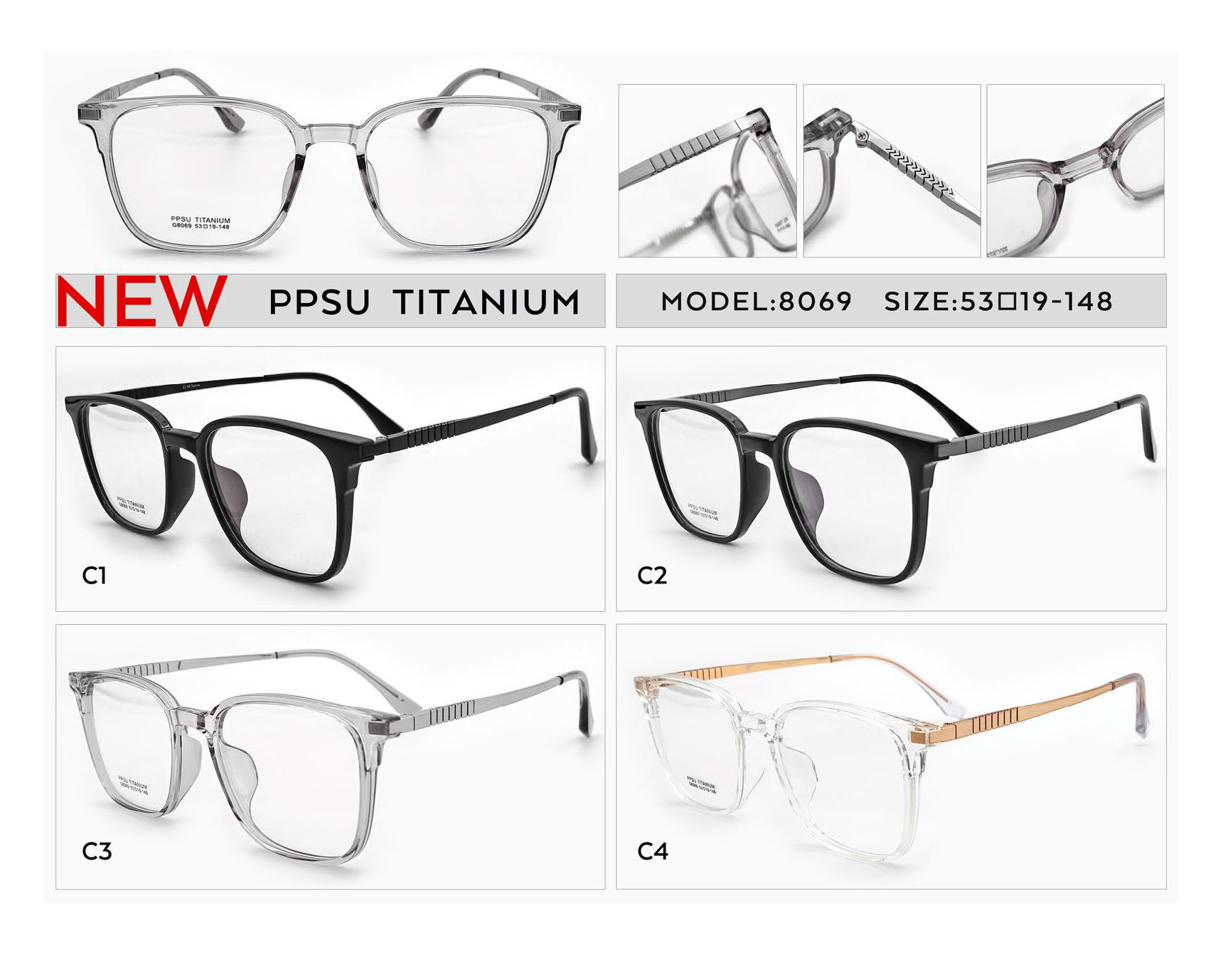 Pure Titamium & PPSU eyeglasses