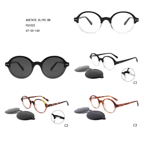 Round Acetate Colrful Clips On Lunettes Solaires W3551022