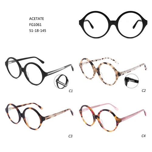 Round Women Acetate Montures De Lunettes Special Eyeglasses W3551061