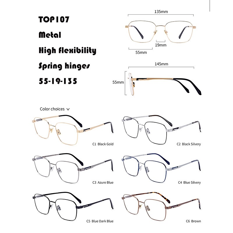 Square High-end Spring Metal Eyeglasses W367107