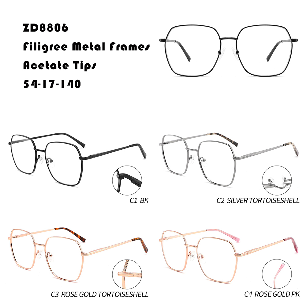 Wholesale Big Frame Glasses –  Metal Filigree Optical Frame W355188806 – Mayya