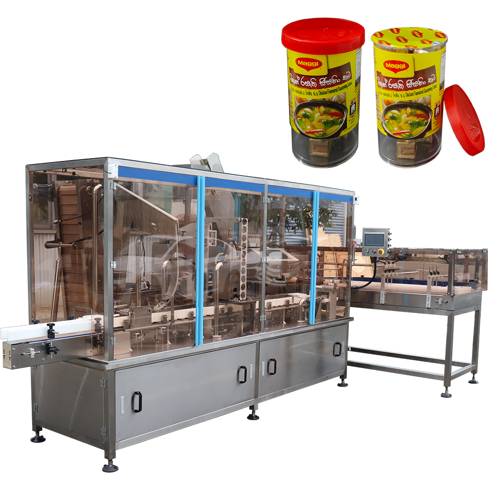 Nestle Chicken cubes counting and filling cups sealing and press capping machine