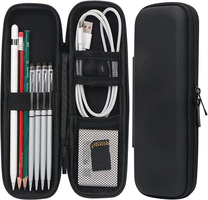 Hard EVA Protective Carrying Case Bag Black for Apple Pencil iPad Pro Pen Pencil Apple Pen Accessories USB cable, earphone