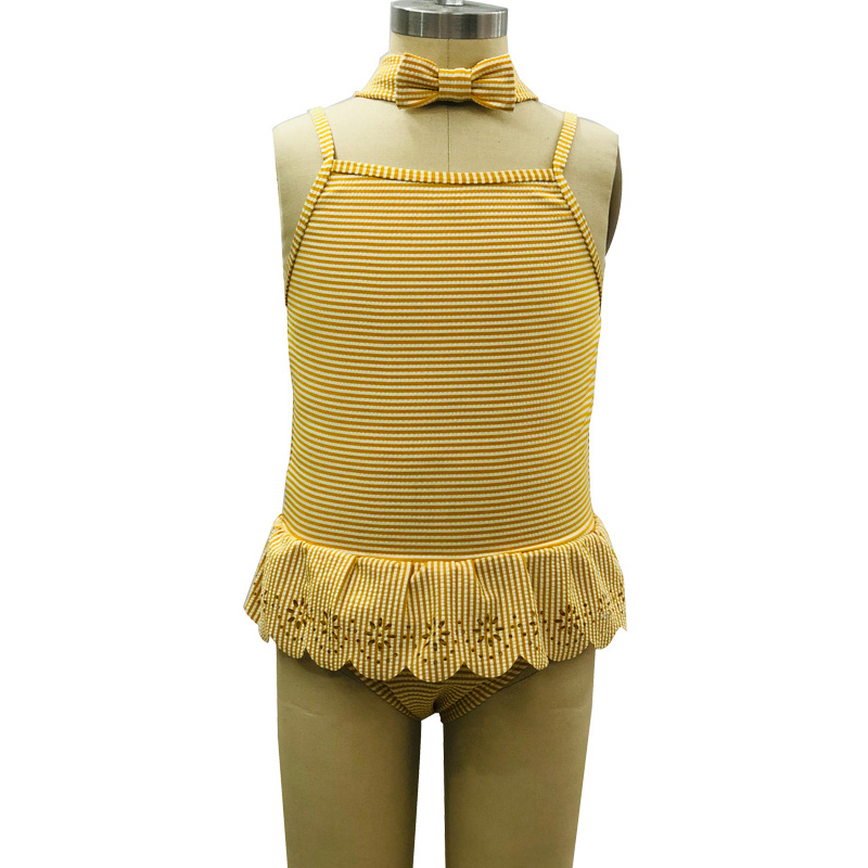 Wholesale Price Girl Swimwear - Yellow Cute Comfortable One Piece Kids Girl Swimsuit For Swimming – baishiqing