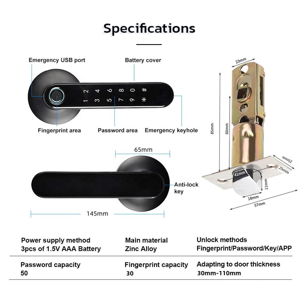 406-Smart Door Handle Electronic Lock/Biometric Fingerprint Password
