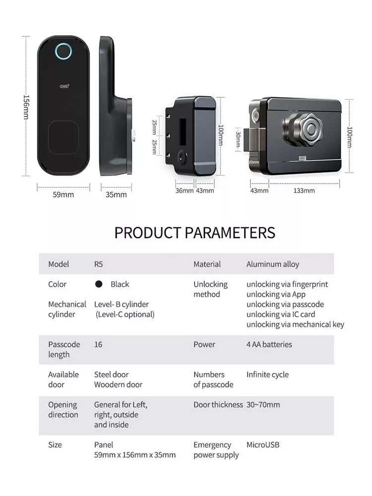 OEM/ODM China Yale Lock Smart - HD-8904 Bluetooth/Wifi Rim Smart Door Lock – Botin detail pictures