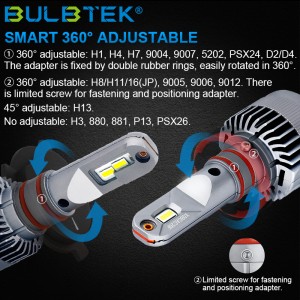 BULBTEK X9 H1 H3 H4 H7 H11 HB3 HB4 H13 Car LED Headlight Bulb Fan Type CANBUS AUTO LED Headlight Bulb
