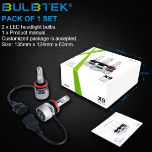 BULBTEK X9 H7 H11 H4 LED Headlight Auto Bohlam CANBUS Fan cooling Bohlam LED Bohlam Lampu Mobil