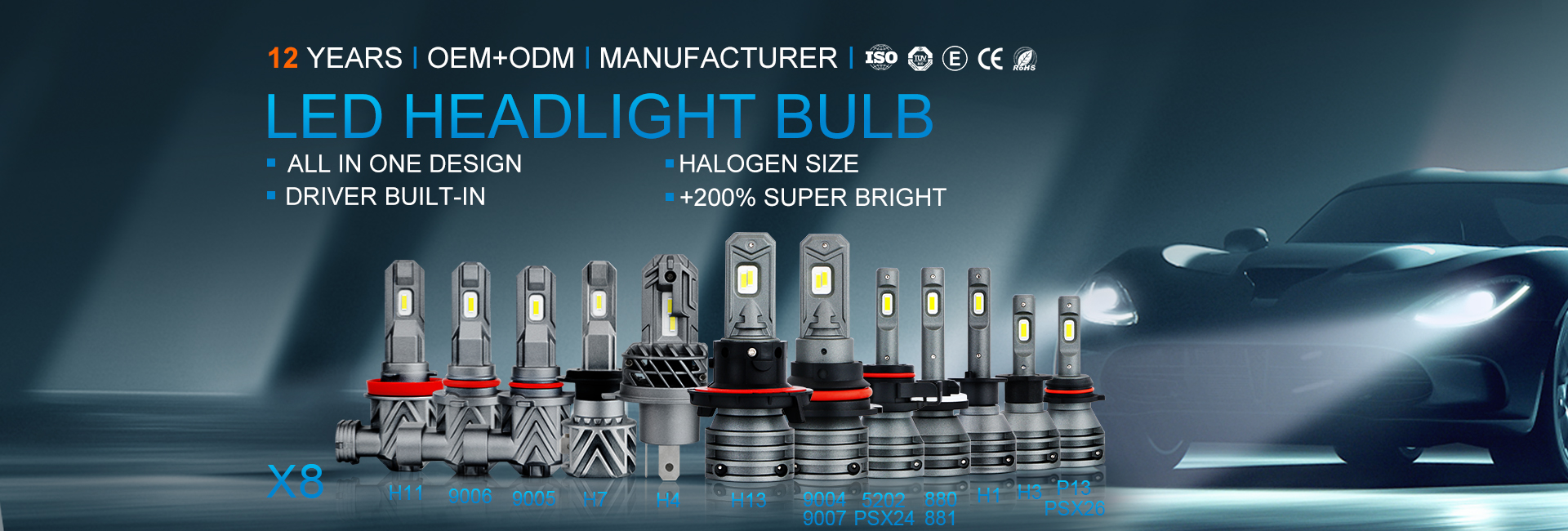 X8 LED Headlight Bulb