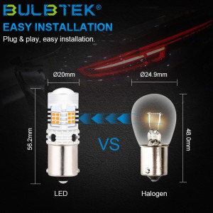 BULBTEK SMD3020-3-Strong CANBUS ດອກໄຟ LED ໃນລົດ 1156 7440 Auto LED Bulb Turning Light