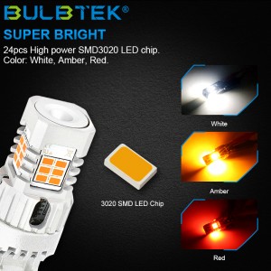 BULBTEK SMD3020-4-Car LED Bulb Light Strong Canbus 1156 1157 3157 7440 7443 Turning Light CE ROHS LED Lamp
