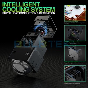 BULBTEK MO17B 1.7 inch 60 Watts Auto Single High Beam Rectangle Lighting 5000K 5500K LED Matrix Module Headlight Projector Lens