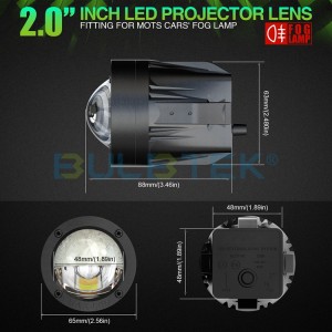 BULBTEK AF02 LED Projector Lens 2 inch High Low Beam 12V Universal Fog Lamp Car Headlight Retrofit Projector Bi LED Fog Light