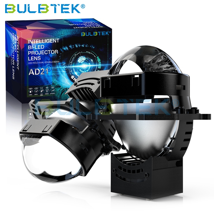 BULBTEK AD21 Bi LED Headlight Lens 3.0″ Square Hi Lo Beam Auto Projector Light 200W 15000LM 12V Car Porjector LENS for Universal Featured Image