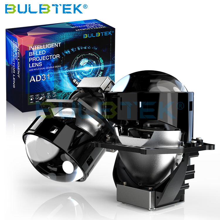 BULBTEK AD31 Super Bright 250W 15000 Lumen Biled Bi LED Projector Lens Retrofit Double Beam LED Projector Headlight For Cars Featured Image