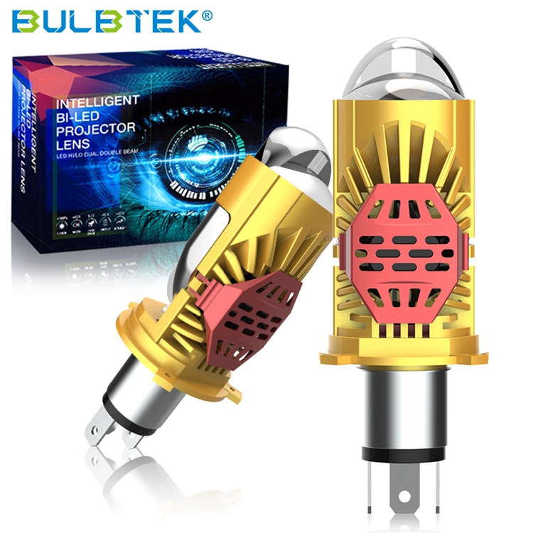 BULBTEK AM09 Super Bright 200W 14000LM H4 Mini Size BiLED Projector Lens Turbo Fan LED Projector Dual Lens H4 LED Headlight Bulb Featured Image